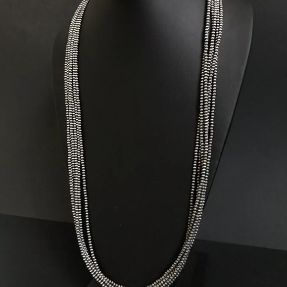 Sterling silver Multi Strand Bead Necklace 30inch - Picture 2 of 8